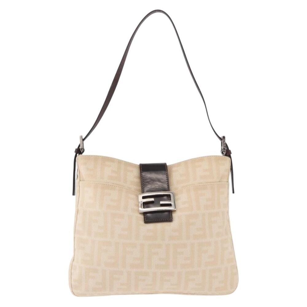Fendi Zucca Mamma Baguette Shoulder Bag Beige